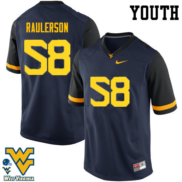 NCAA Youth Ray Raulerson West Virginia Mountaineers Navy #58 Nike Stitched Football College Authentic Jersey BB23Q04SO